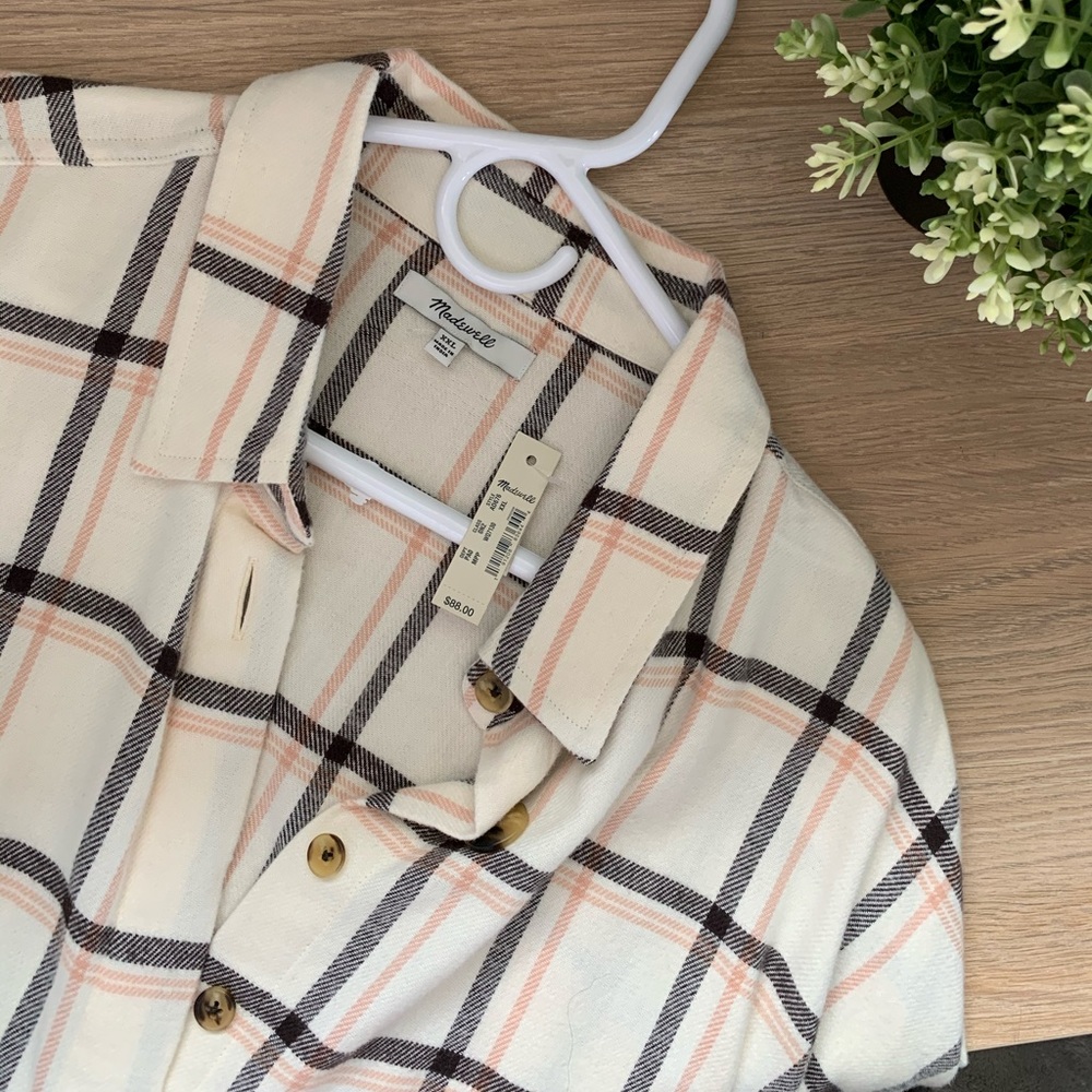 NWT Madewell Windowpane Bromley Flannel Shirt